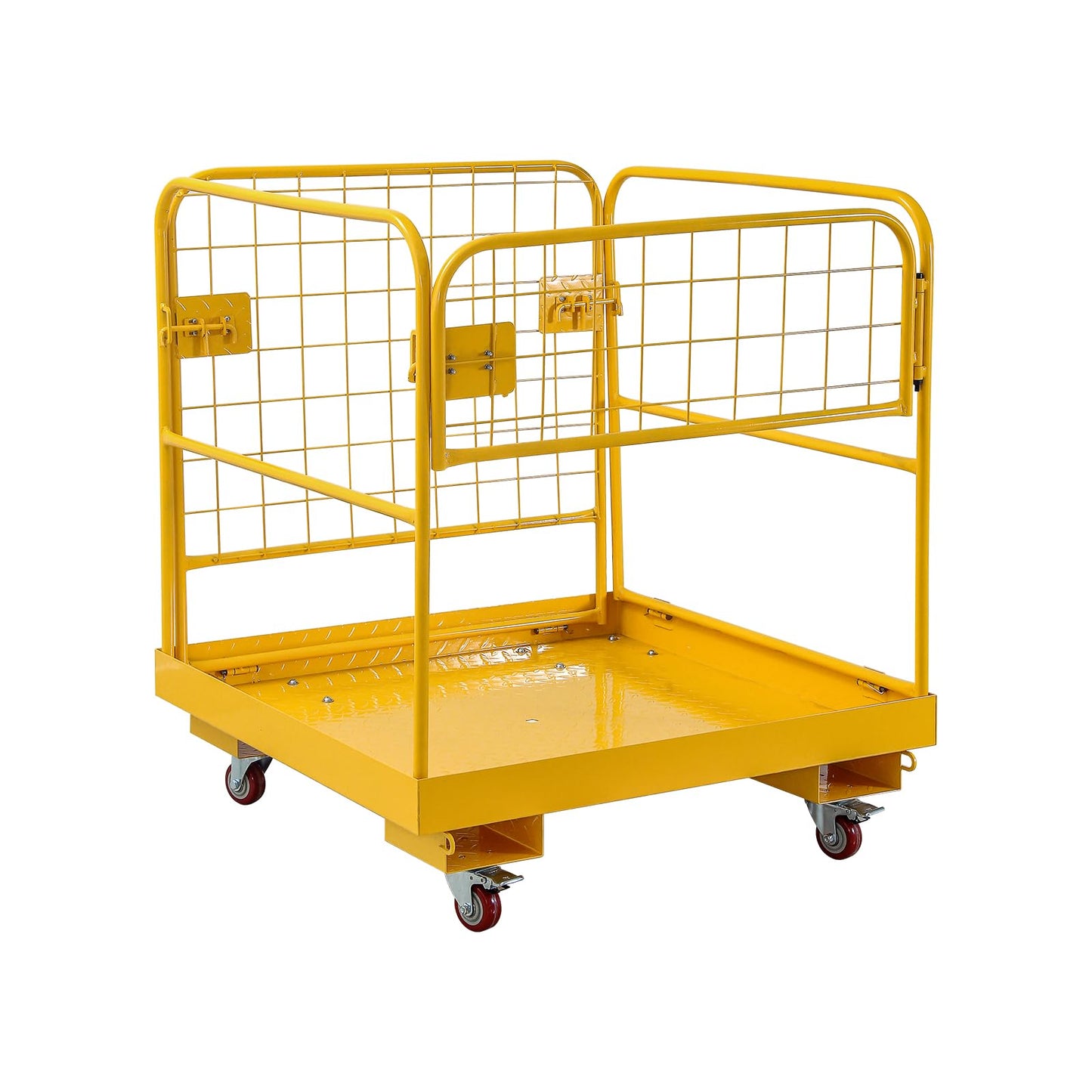 Forklift Safety Cage, Forklift Man Basket 1200 Lbs Capacity, 36 X 36 Inches Folding Forklift Work Platform with 4 Wheels, Collapsible Platform Lift Basket for Most Aerial Jobs,36"-A