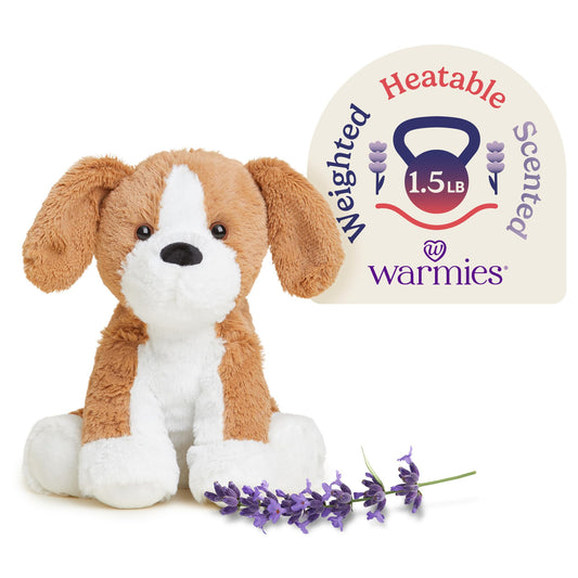 warmies Microwavable & Weighted Stuffed Animals, Beagle - Heat Therapy Weighted Plush - Cooling Relief Plush Toys - Lavender Scented Comfort for Adults & Children (Boys, Girls, Babies & Toddlers)