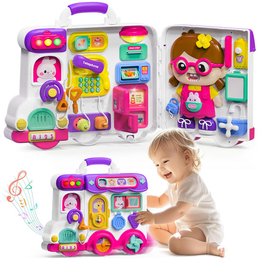 VOILBTOY Busy Board for 1-2 Year Old Girl Gift,Musical Toys for Toddlers 1-3 Year,Educational Fine Motor Baby Toys for 12 18 Months,Perfect for Preschool or Travel,Birthday Gift for 1+Year Old Girl