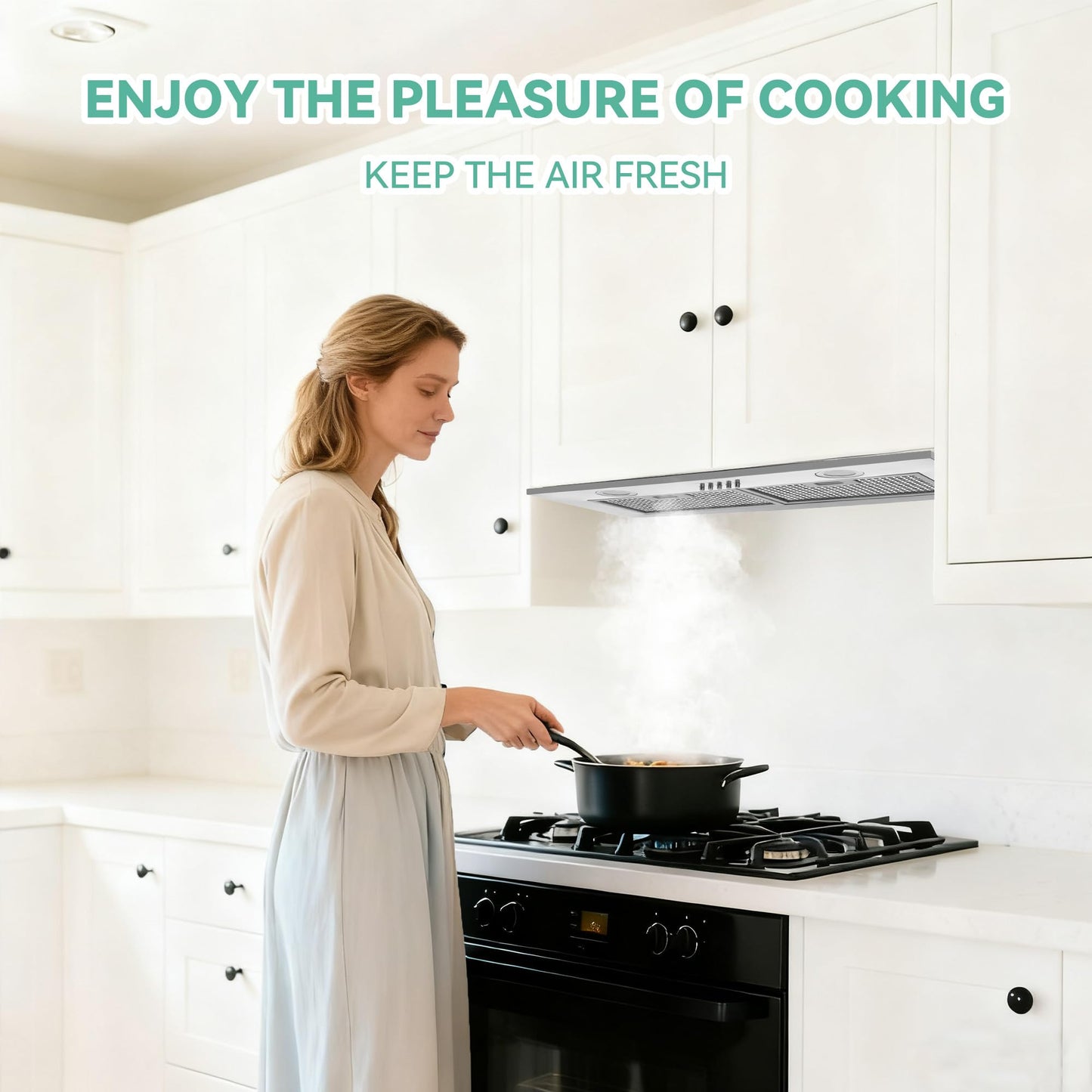 Built-in 30 Inch 700 CFM Kitchen Range Hood Insert | Stainless Steel Stove Vent Hood with Bright LED Lights, Push Button Control | Convertible Ducted/Ductless, Includes Grease & Carbon Filters