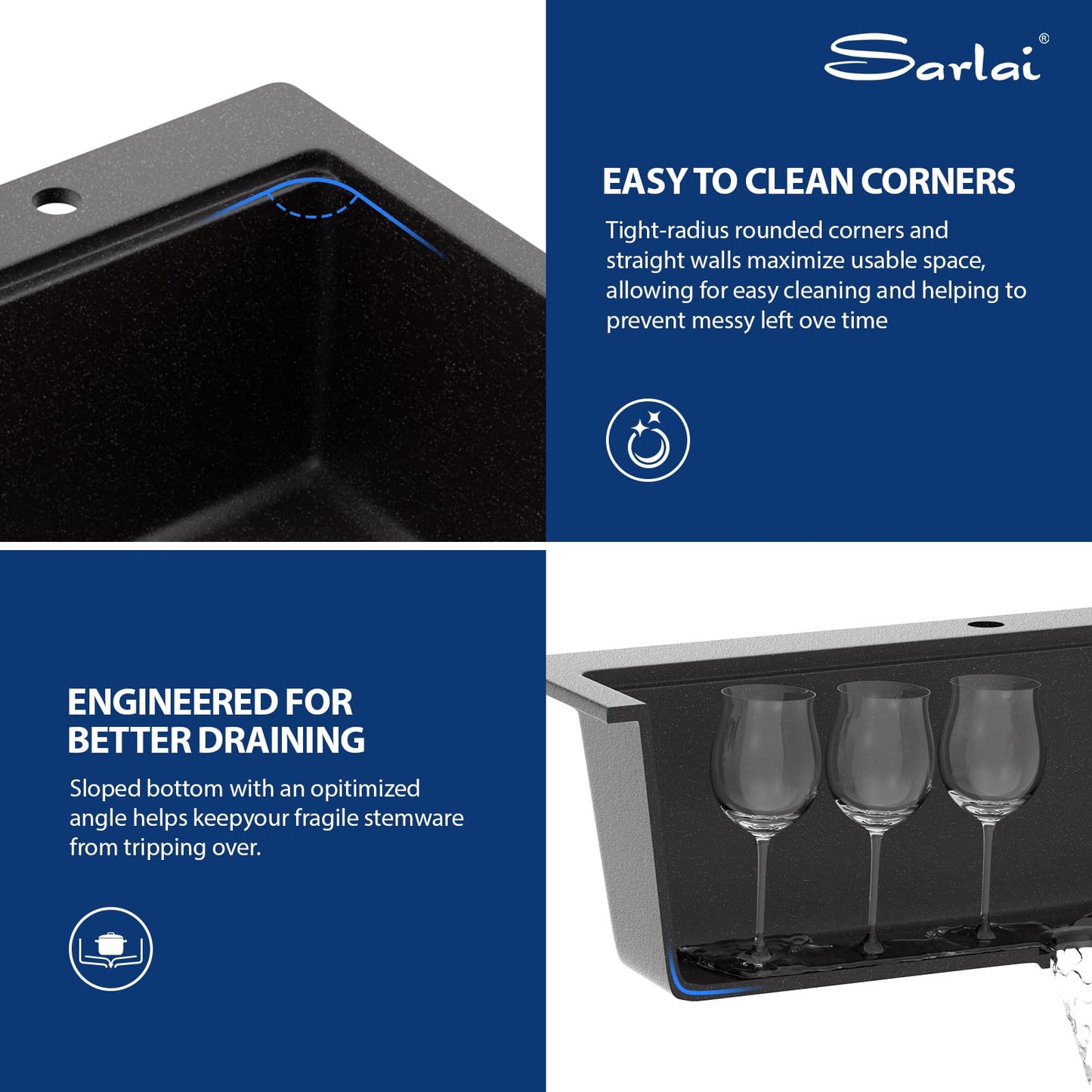 Sarlai Granite Composite Kitchen Sink - 33"x22" Drop In Kitchen Sink Matte Black Ledge 33 Inch Workstation Granite Quartz Composite Top-Mount Single Bowl Sinks Basin with Accessories