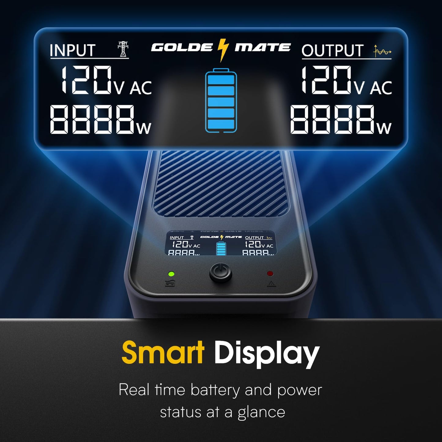 GOLDENMATE 1000VA/800W Lithium UPS Battery Backup and Surge Protector, Sinewave UPS System with LiFePO4 Battery(230Wh),Upgraded Pro Ver. with Communication Port, 8 Outlets, for NAS & Home Office, Gray