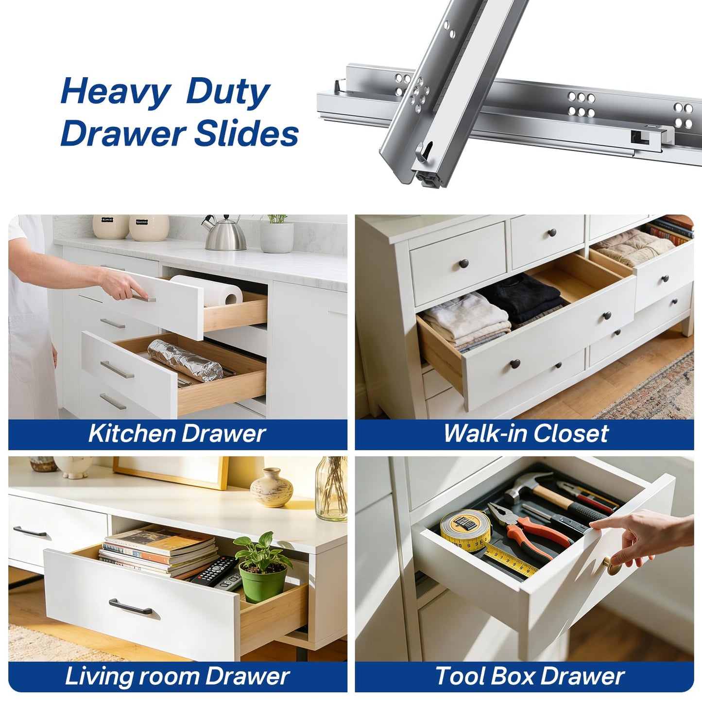 Ubisin Undermount Drawer Slides 12 Inch 1 Pair, Soft Close Full Extension Drawer Slides Bottom Mount with Rear Mounting Bracket and Locking Devices, Hidden Under Mount Tracks 100lb Load Capacity