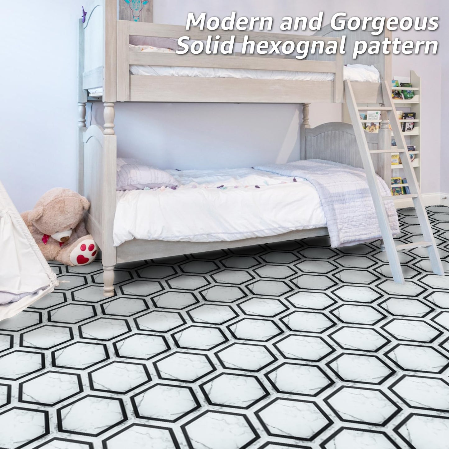 Art3d 30-Pack Hexagon Peel and Stick Flooring Tile Marble Look, Self Adhesive Waterproof Vinyl Floor Tile for Kitchen Bathroom Living Room Bedroom, 11.8" x 10.2" White Marble