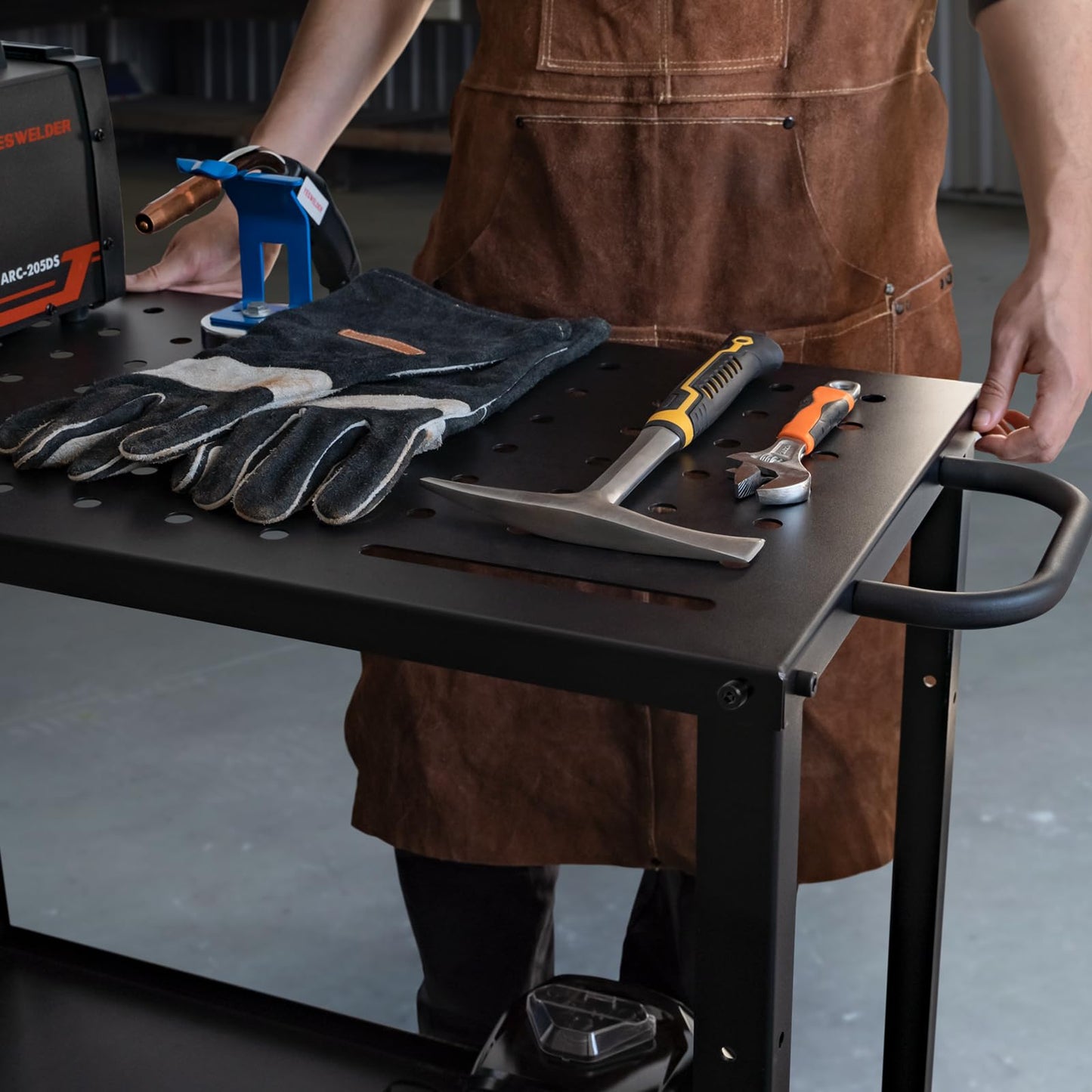 YESWELDER Welding Table Workbench 36x18 Inches, 1200 lb Load Capacity, Hook Side Panel, Handle, Brake Wheels - Sturdy and Versatile Welding Table