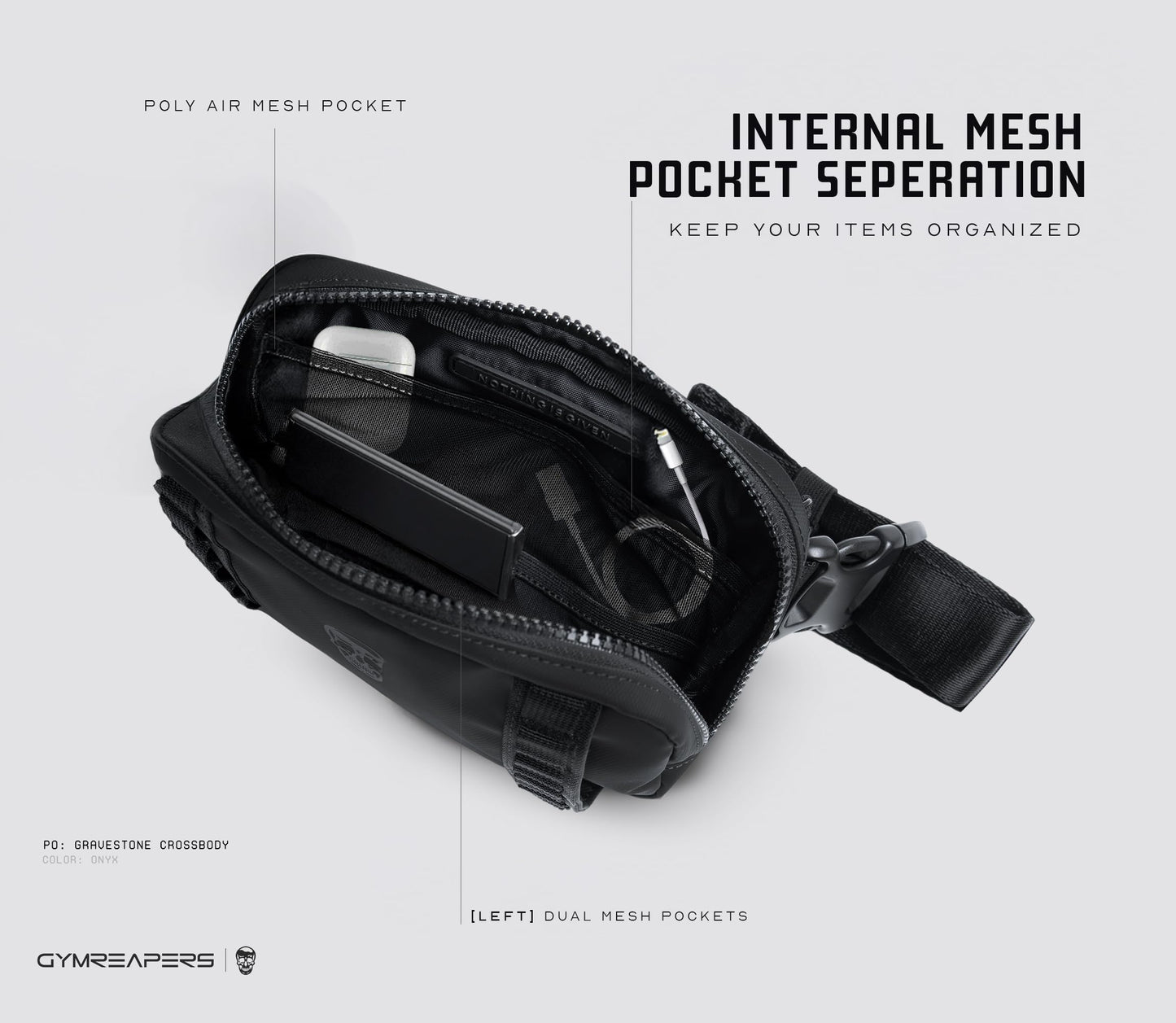 Gymreapers Travel Small Crossbody Bags for Men & Women with Hidden Pocket - Waterproof Crosssbody Fanny Pack for Men with Adjustable Shoulder Sling Belt for Traveling, Running & Hiking (Onyx)