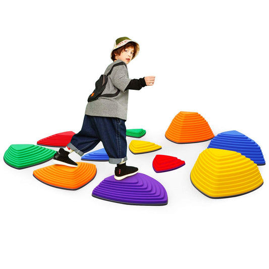 Stepping Stones for Kids 11Pcs Anti-skidding Balance Stepping Stones Indoor & Outdoor Kids Fitness Equipment Promotes Balance Coordination & Strength (Classic) (Classic)