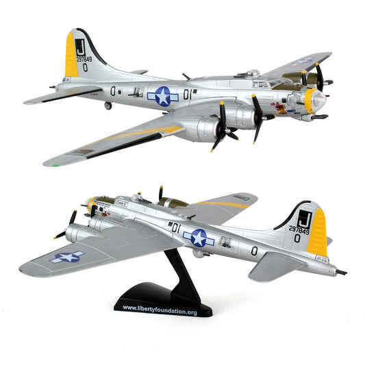 Daron Boeing B-17 Flying Fortress B-17G Die-Cast Model – 1:155 Scale WWII Heavy Bomber Replica with Display Stand, Highly Detailed, 5.75” Length x 8” Wingspan, Adult Collectible Ages 14+
