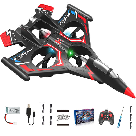 Sleevesword RC Plane，Foam Airplane Toy Drone Remote Airplane Foam Airplanes for Kids Airplanes for Kids Remote Control Helicopter for Boys 8-12，360°Flip Fighter Jet with Light(RED)