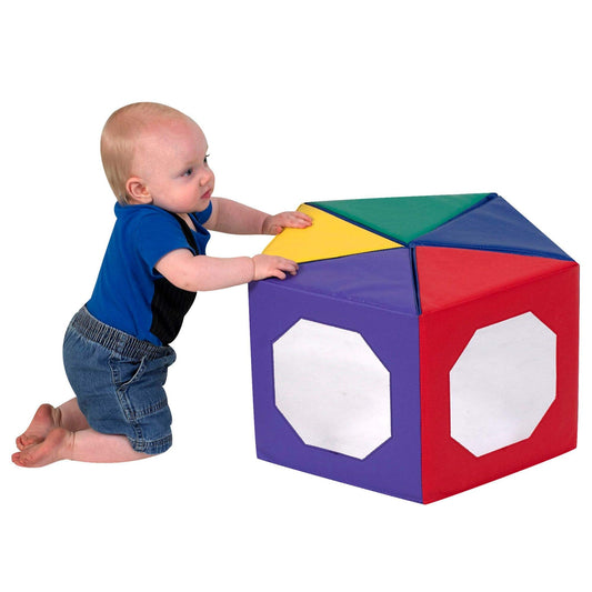 Children's Factory Multi-Image Mirror Pentagon, CF332-130, Primary, Baby Playroom, Daycare or Preschool Sensory Activity, Infant Tummy Time Play Shape