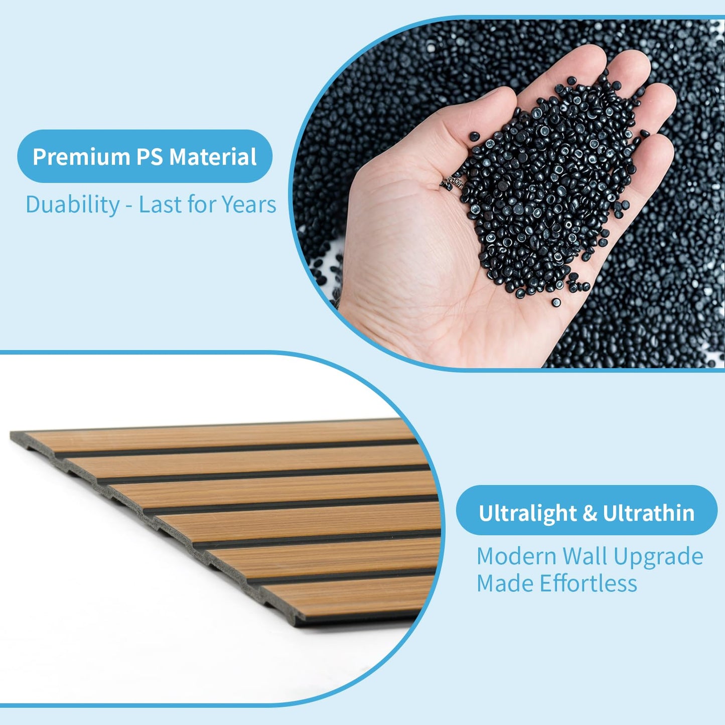 Art3d 4-Pack Glue-On Six-Grid Wainscoting Panel for Interior Wall Decor - 104 x 12 Inch Polystyrene Ultralight Slim Slat Wall Panels for Living Room Bedroom, Rosewood