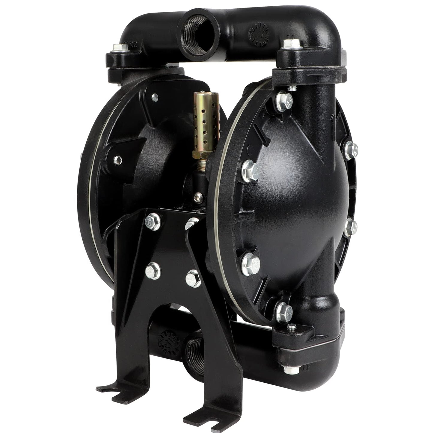 Air Operated Double Diaphragm Pump Pneumatic Waste Oil Transfer Pump for Chemical Dual Diaphram Polypropylene Nitrile Rubber by Stainless Steel Plastic (black, 1/2 inch Inlet)