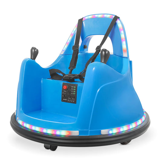 Kidzone Smart Bumper Car for Toddler & Kids 1.5-6 Years Old, 12V 2-Speeds Electric Ride On Bumping Toy Gifts W/Remote Control, APP Control, LED Lights, Bluetooth, 360°Spin and DIY Sticker, Blue