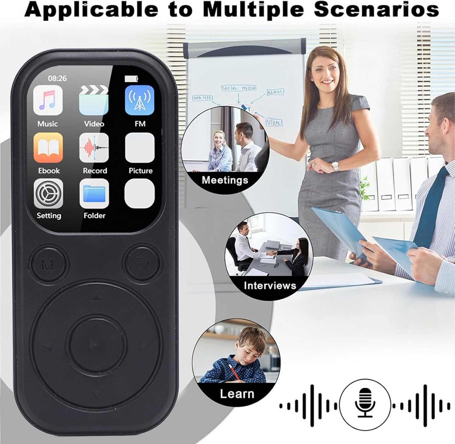 Yunseity MP3 5.4, 1.8 Inch 32G Player, Music Player with Bluetooth Built in HiFi Speaker Portable HiFi Music Player
