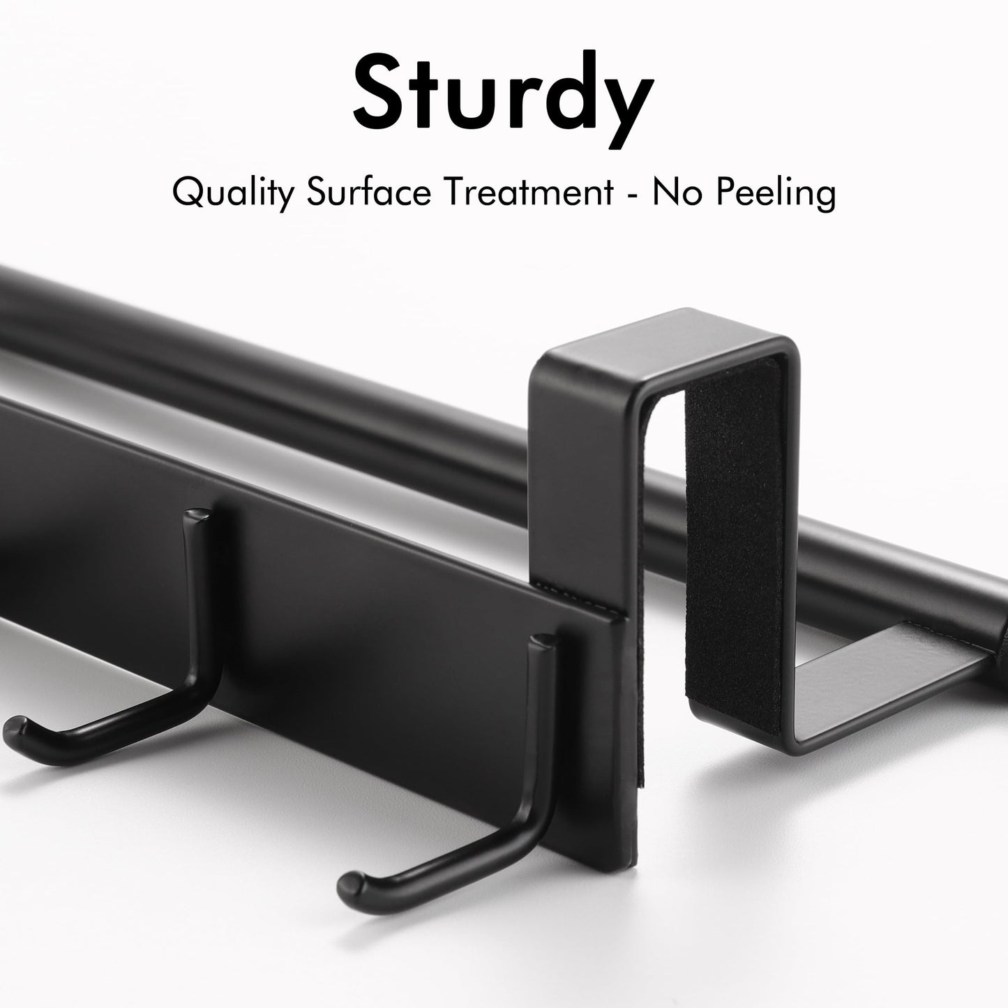 KES Over The Cabinet Door Towel Bar with Hooks, Kitchen Towel Holder with Hooks for Hanging Utensils, Over The Cabinet Door Organizer with Hook 2 Pack, Matte Black, Metal, KUR527-BK-P2