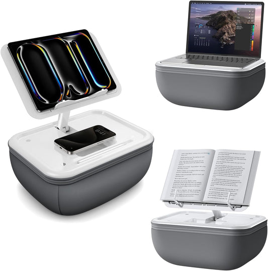 elitehood 4-15.6'' Adjustable iPad Pillow Stand for Lap, Soft Cushion Lap Beanbag Tablet Pillow Stand, Tablet Holder