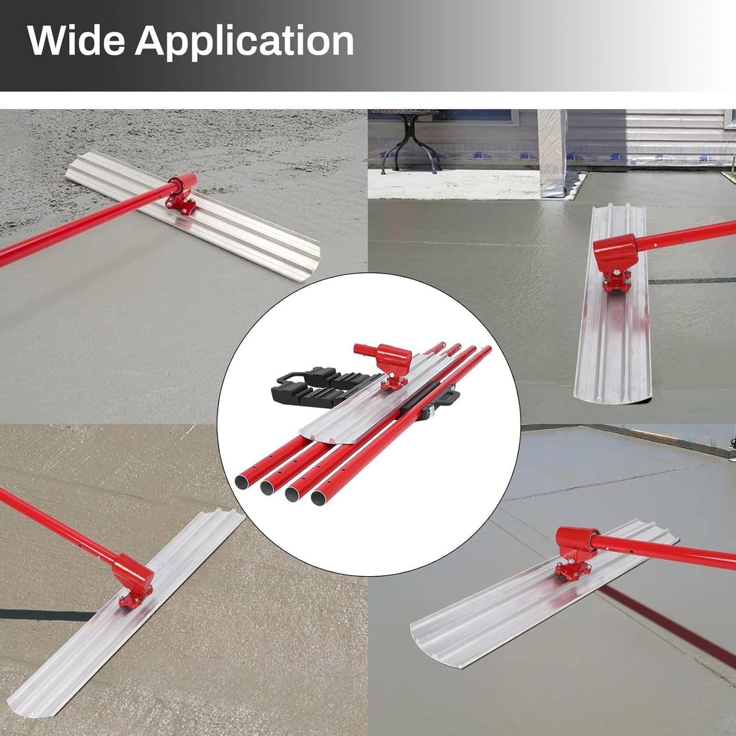 GarveeLife Bull Float Tools Kit, Aluminum Magnesium Alloy Float 48'' x 8", for Concrete Finishing, with Carrying Plastic Tool Box