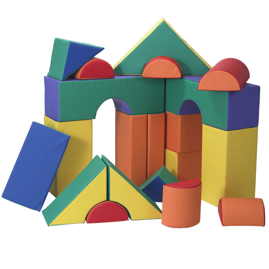 Children's Factory 12" Module Blocks, Set A, Multi-Colored, CF321-615, Kids and Toddler Big Foam Shapes for Building, 21 Piece Playroom or Daycare Set