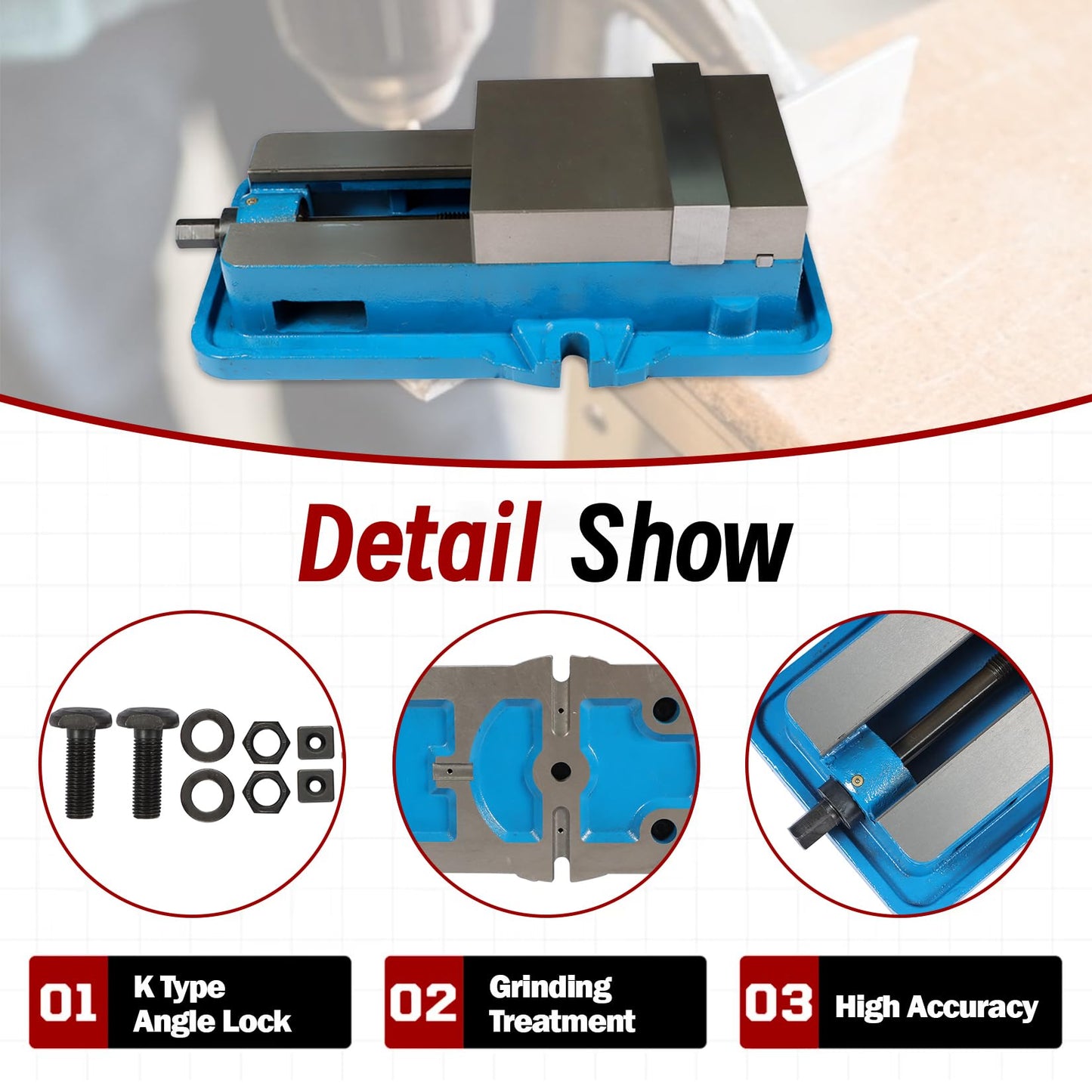findmall Accuracy Mill Vise Without Base 6 X 5-1/2" for Milling Shaping and Drilling Machines