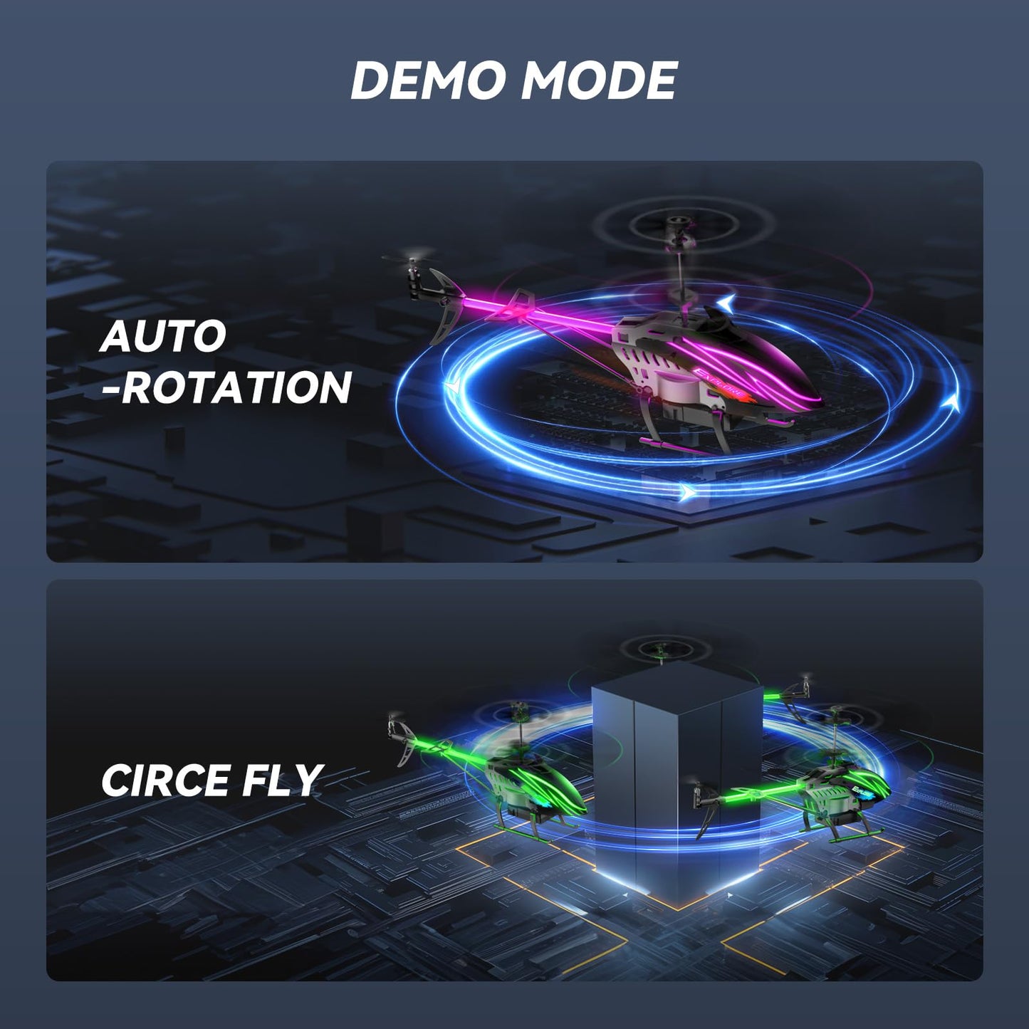 BUSSGO RC Helicopter, Remote Control Helicopter for Kids with 30Mins Flight(2 Batteries), 7+1 LED Light Modes, Altitude Hold, RC Toys for Boys Girls