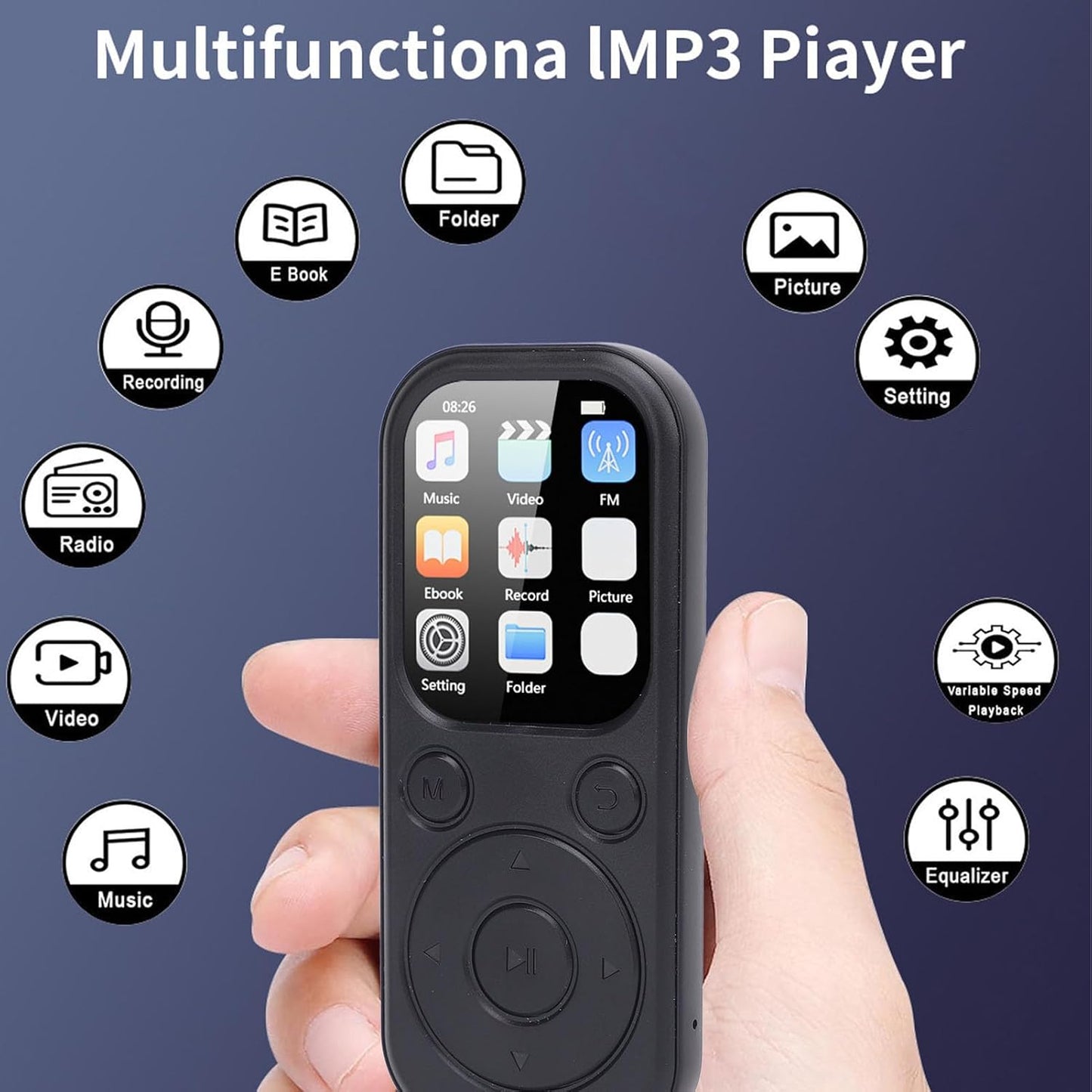 Zunate 128GB MP3 5.4, 2.01 Inch MP3 10,000+ 500mAh (16G HiFi Player with Bluetooth Screen Digital Music Player