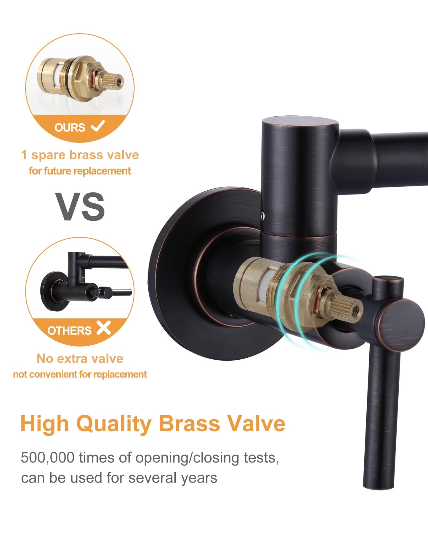 iVIGA Pot Filler Faucet Wall Mount Brass Faucets Kitchen Double Handle Oil Rubbed Bronze Folding Kitchen Faucet Stretchable Double Joint Swing Arm Copper Single Hole Faucet
