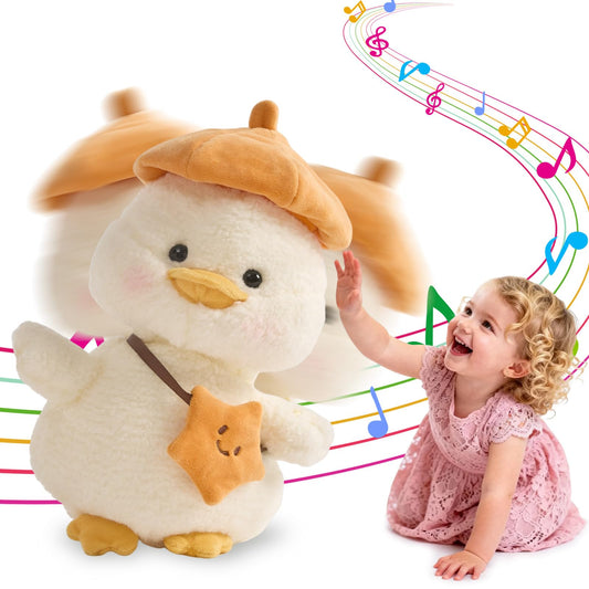 Plush Interactive Talking Duck Toy for Baby Toddler, Toys Boys Girls Gifts Singing Mimicking Repeating What You Say,Head Sway Duck with 8 English Songs for Toddlers 1-3 Years Old, White
