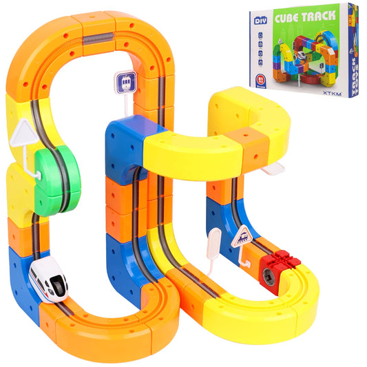 81 Pcs Electric Train Set for Kids, Anti-Gravity 3D Flexible Race Track with Motorized Car, STEM Building Construction Toys for Toddlers, Creative Birthday Gift for Boys Girls Ages 3 4 5 6 7 8+