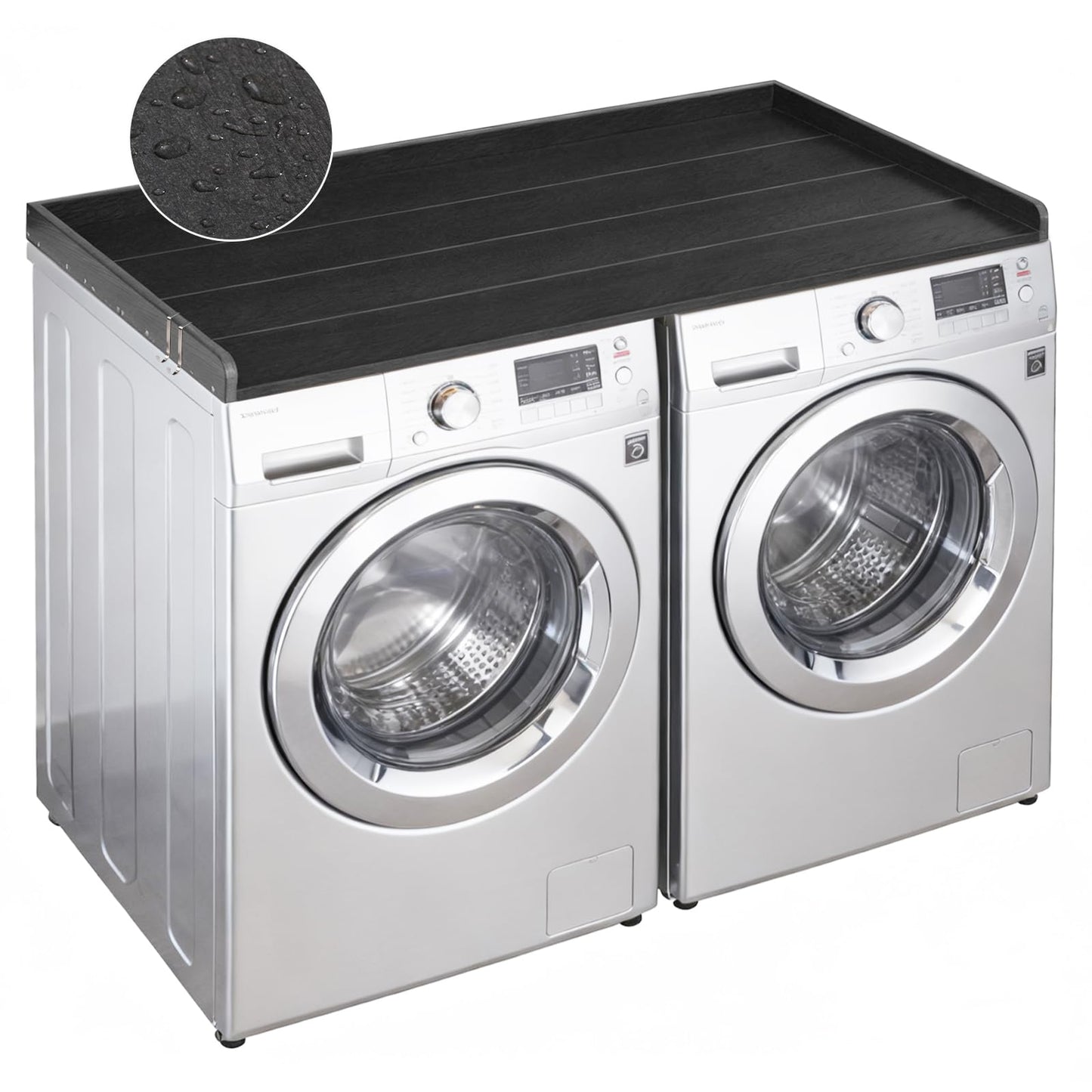 Chormtok Washer Dryer Countertop, HDPE Laundry Countertop with Edge Rails, No-Installation-Black