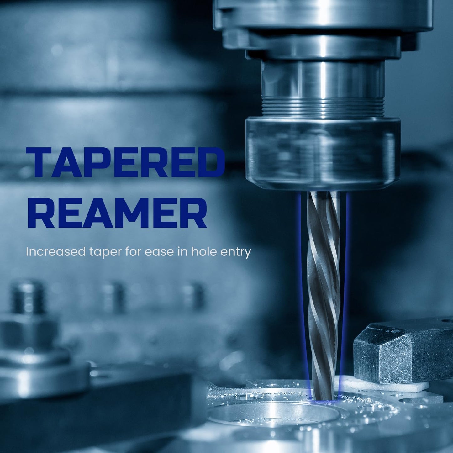 Lichamp 5-Piece M2 HSS Reamer Drill Bit Set, 3/8" 1/2" 9/16" 5/8" 3/4" High Speed Steel Chucking Reamer Set for Metal