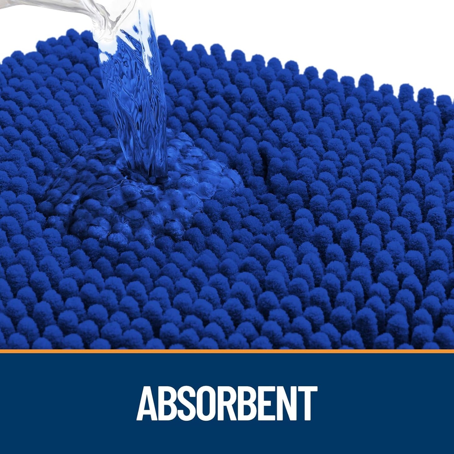 OLANLY Dog Door Mat - Absorbent Non-Slip Chenille for Muddy Paws | Quick Dry 47x17 Royal Blue Doormat