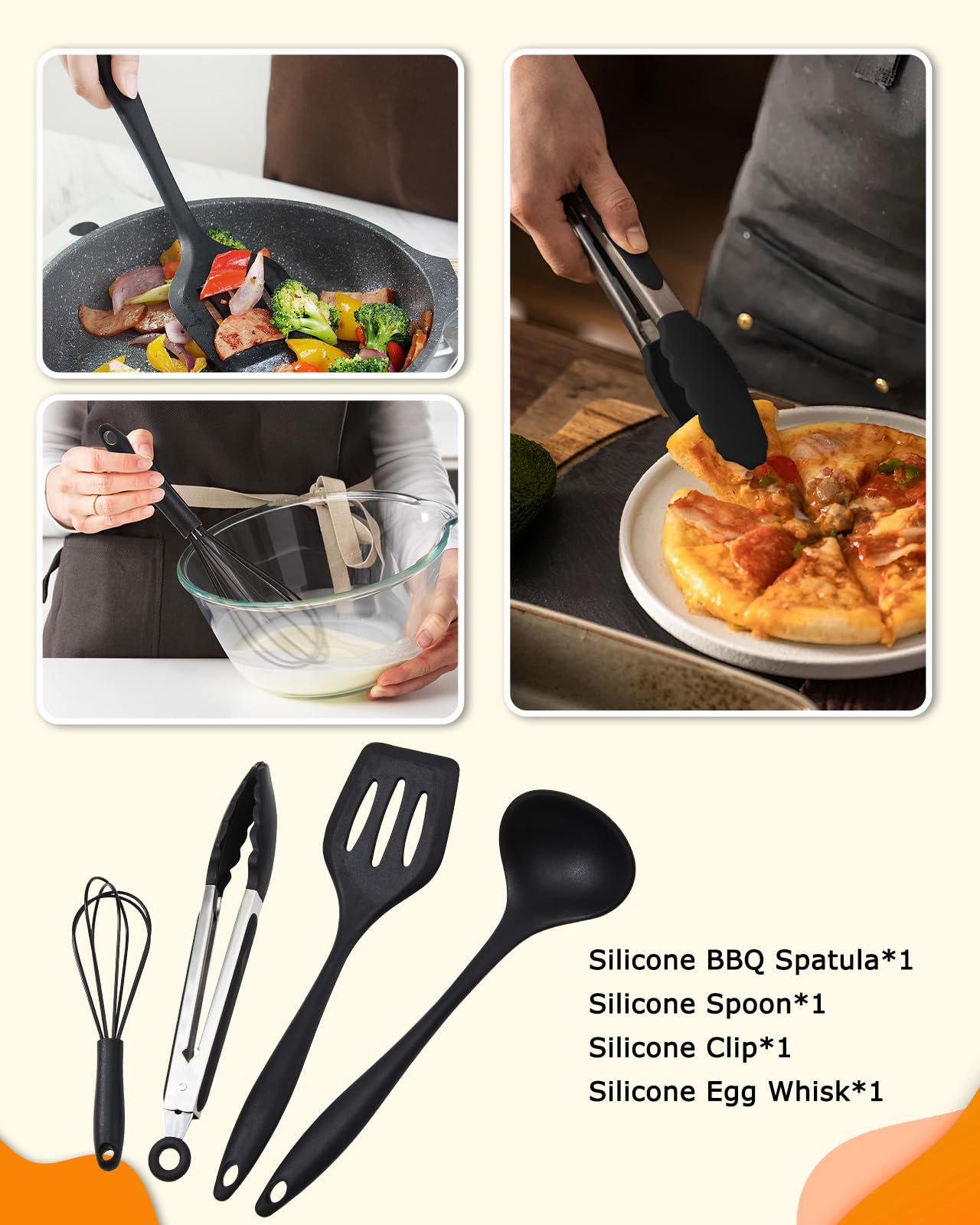 Hozzen Camping Cooking Utensil Set - Car Camping Essentials Cooking Gear for Outdoor Kitchen Grilling, Stainless Steel & Silicone Ideal Gift for RV Tent Camper, Picnics, BBQs