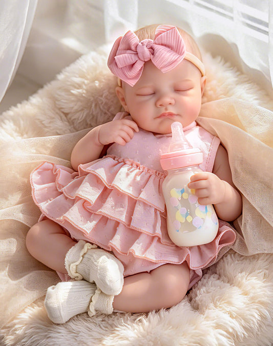 Aori 20" Realistic Reborn Baby Dolls – Lifelike Sleeping Newborn Girl Doll with Soft Weighted Body, Poseable Limbs, Full Feeding Set & Outfit – Cuddly Baby Gift for Girls 3+ and Collectors