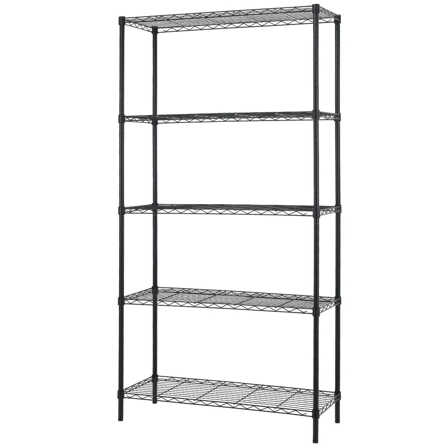 FDW 14" D x 36" W x 72" H 5-Shelf Wire Shelving Adjustable Metal Shelf Large Storage Shelves Heavy Duty Height Commercial Grade Steel Layer Shelf 1250 LBS Capacity,Black