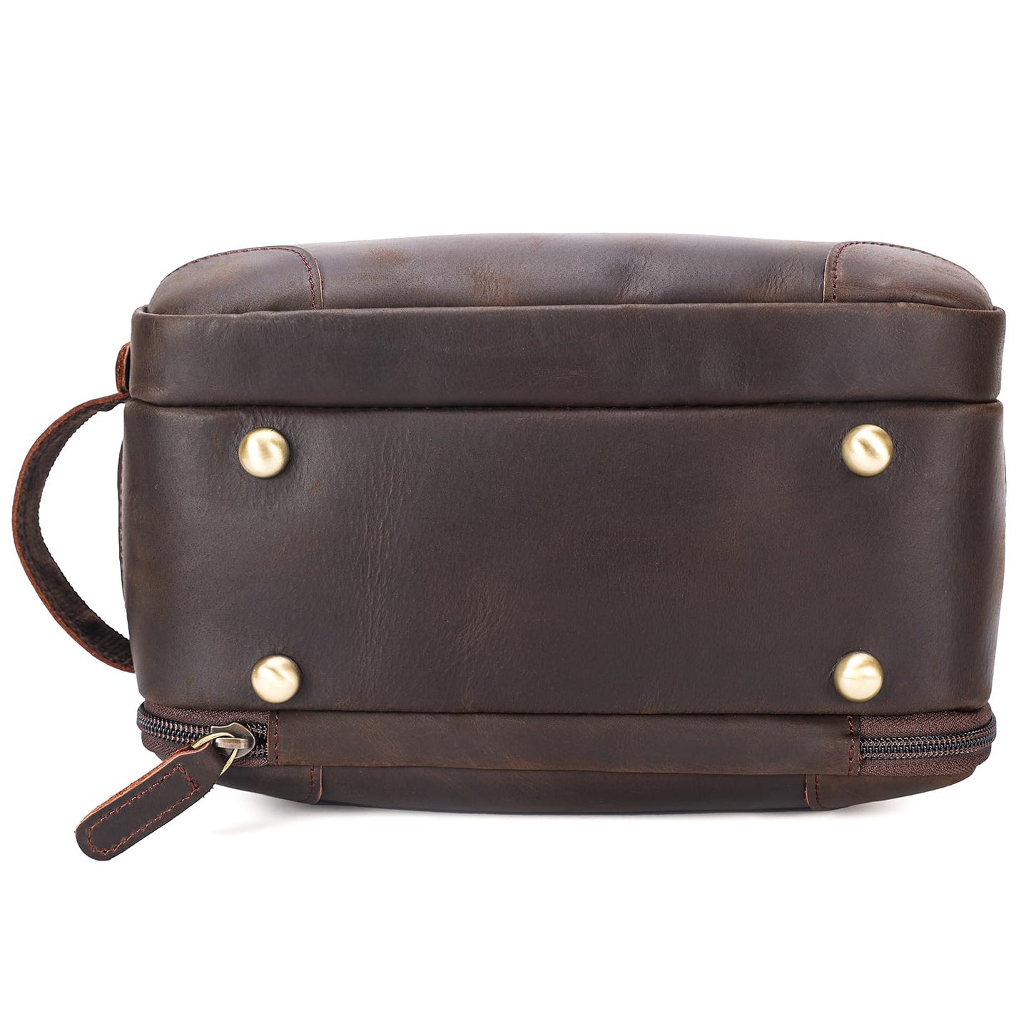 Polare Full Grain Leather Travel Toiletry Bag Dopp Kit Large Cosmetic Travel Case Shaving Kit Wash with YKK Zippers