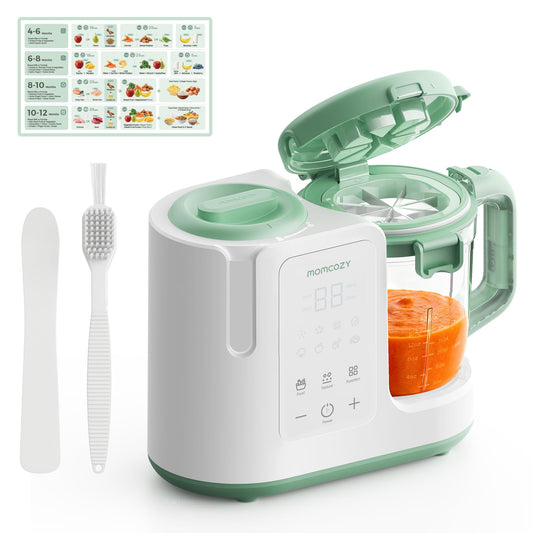 Momcozy AutoMeal Baby Food Maker – One-Step Auto Steam & Blend Food Processor, 15oz Large Cup & 6-Blade Design, Self-Cleaning, Auto 3-Stage Texture Settings for Effortless Homemade Baby Puree
