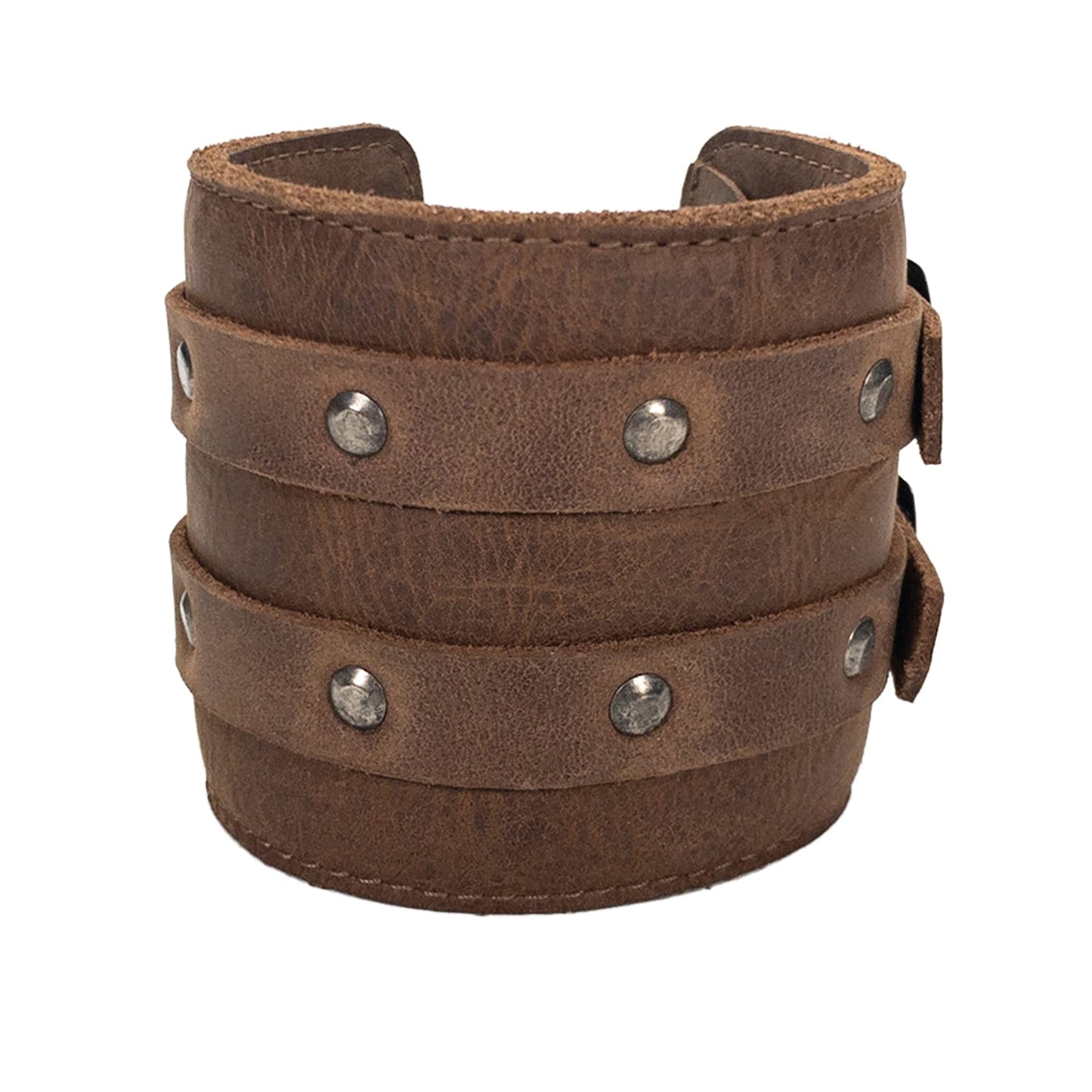 Hide & Drink, Stylish Wrist Wallet Cuff XL, Wristband with Secret Pouch, Cash Holder, Money Organizer, Full Grain Leather, Handmade, Bourbon Brown