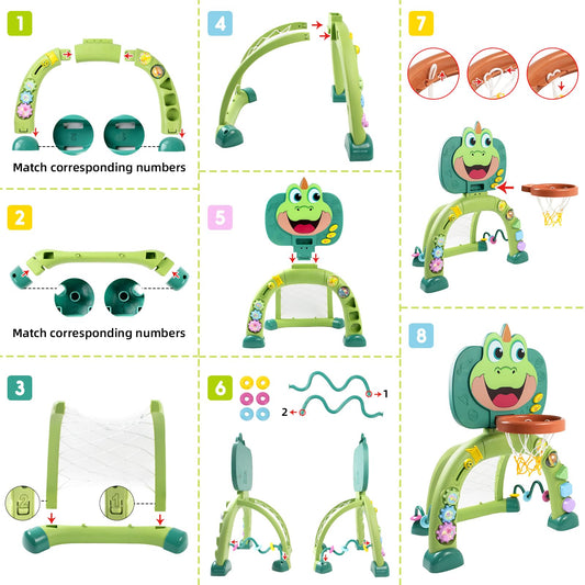 Marstone Baby Boy Toys for 1 2 3 Year Old Gifts: Toddler Basketball Hoop and Soccer Goal Activity Center Toys with Sound and Music for Kids, Girls 1-3, Interactive 1st First Birthday Present