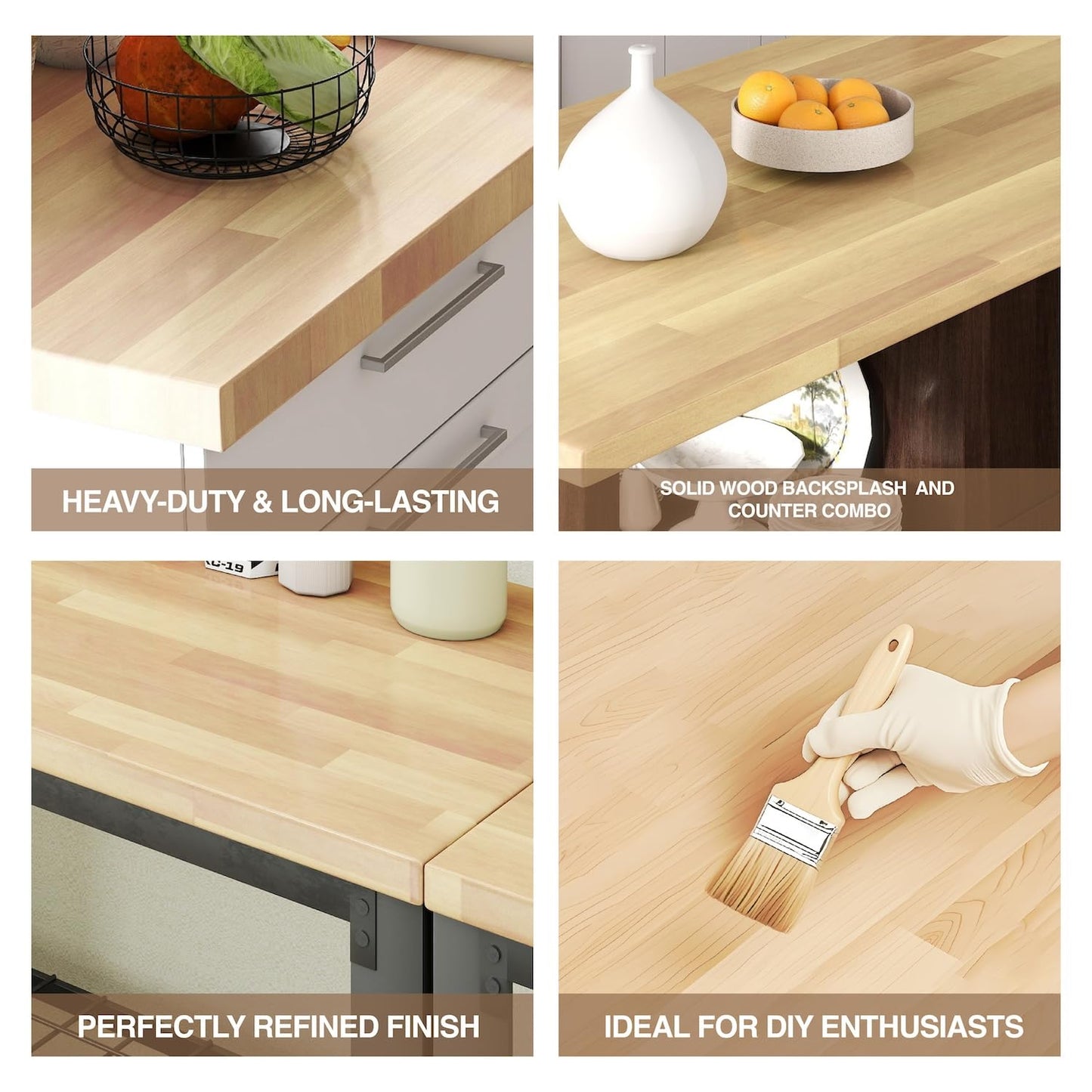 Koby Home 60x25 inch 1.5" Thick Butcher Block Countertop, 5ft 1.5" Unfinished Solid Birch Wood Table Top DIY Wooden Board for Kitchen Island Dining Room,Washer Dryer Workbench, Standing Desk
