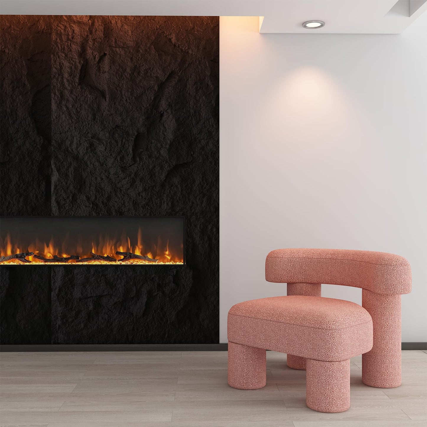 OUZUGIE 4 PCS Faux Stone Wall Panel 47.2’’ x 23.6’’ Interior Exterior Wall Decor 3D PU Panel with Lava Stone Design Black