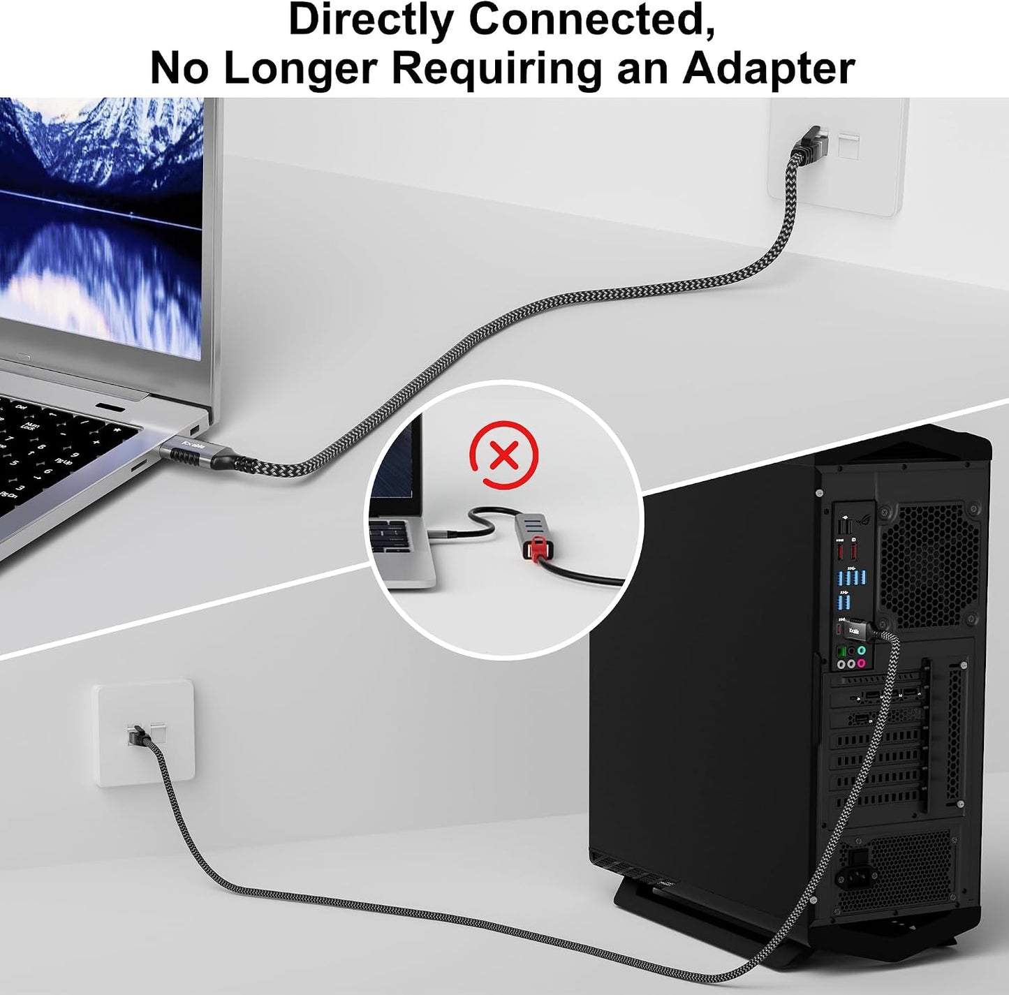 10 3.0 RJ45 5 USB to Ethernet Cable FT, USB A Male to Male Cord, Directly Connected, Aluminum Portable Gigabit LAN