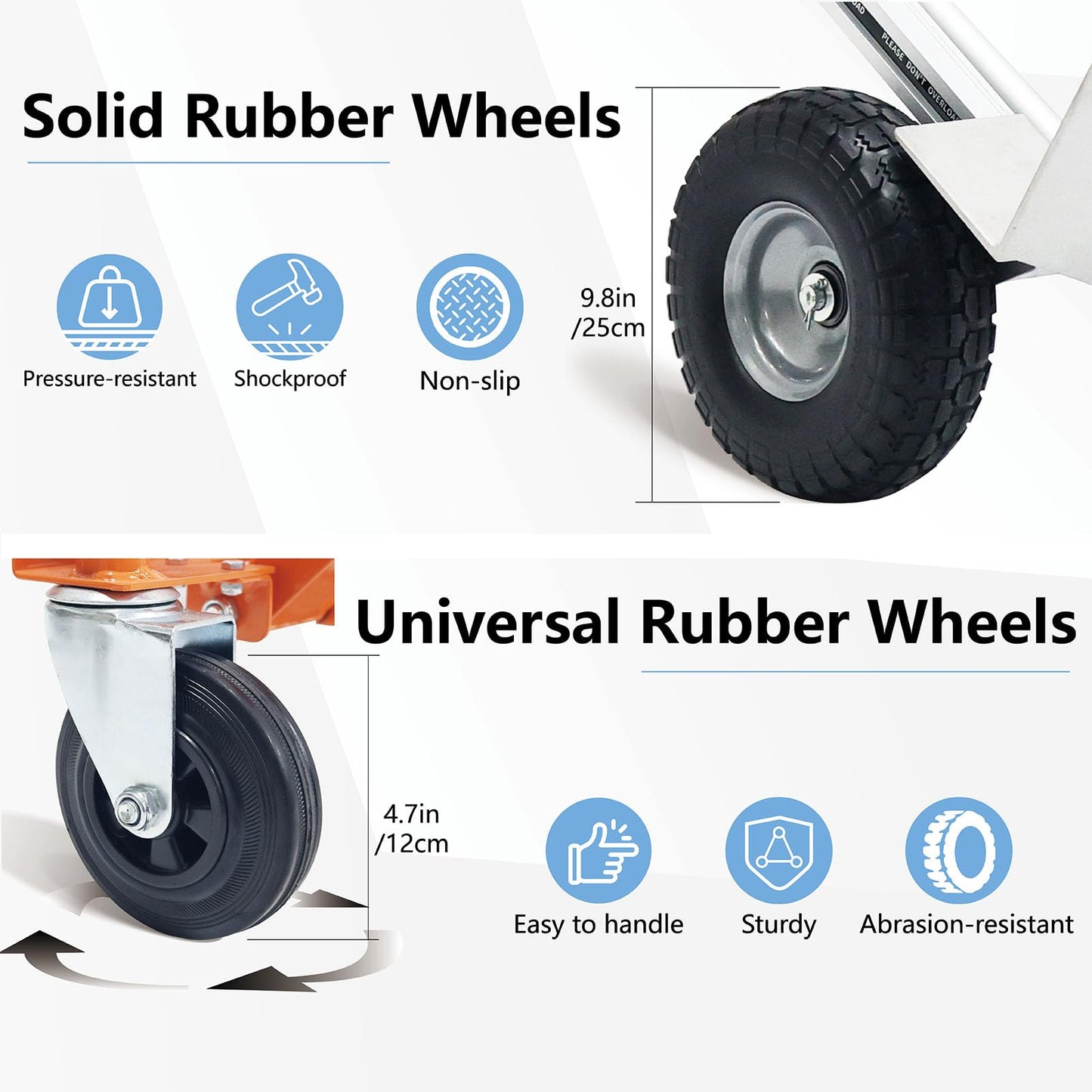 4 in 1 Convertible Hand Truck, Folding Hand Truck Dolly Cart with Solid Wheel, 1000LBS Heavy Duty Aluminum Hand Dolly for Logistics, Shopping, Home, Office Moving