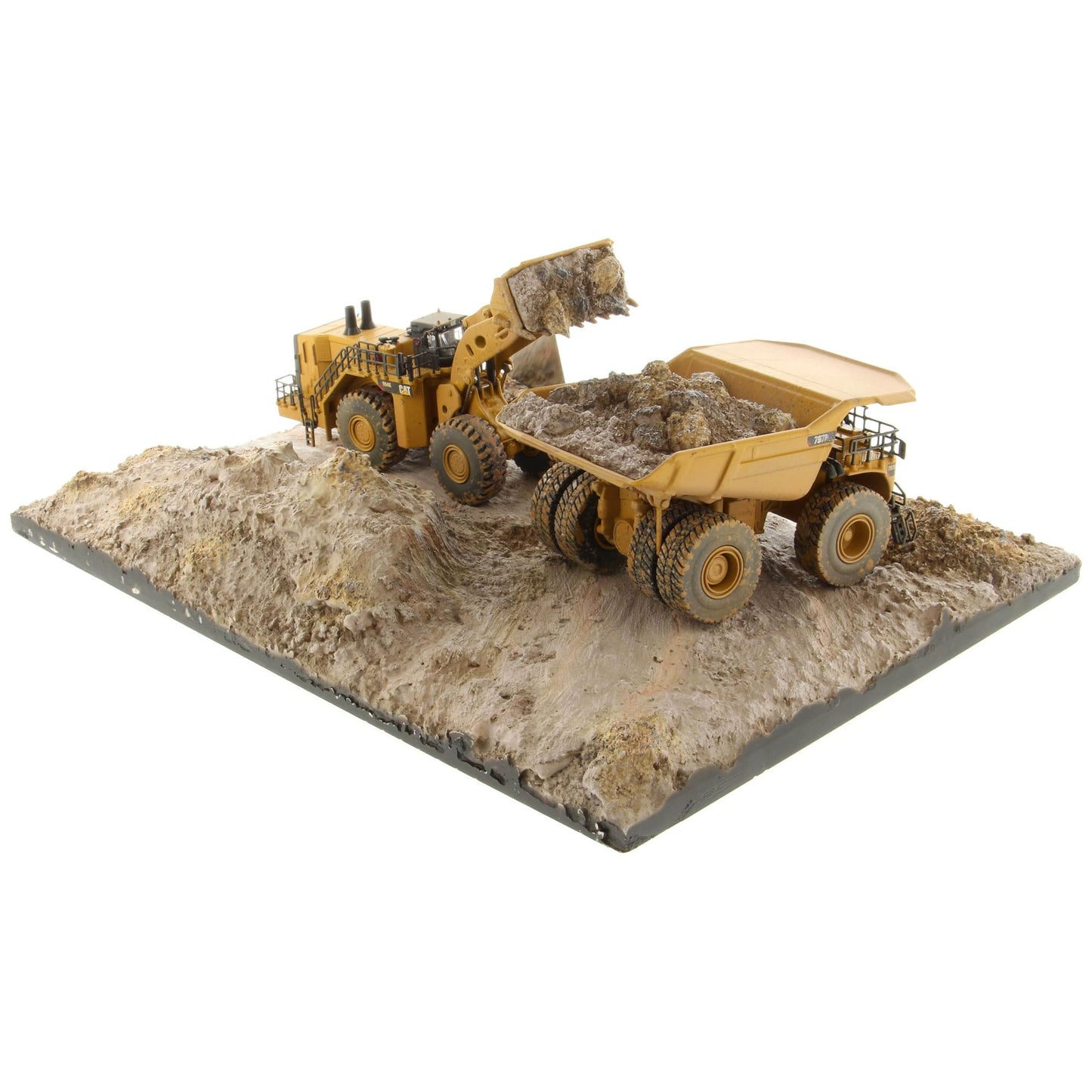 Diecast Masters 1:125 Scale Weathered 994K Wheel Loader & CAT 797 Mining Truck | Weathered Series Cat Trucks & Construction Equipment Model 85762