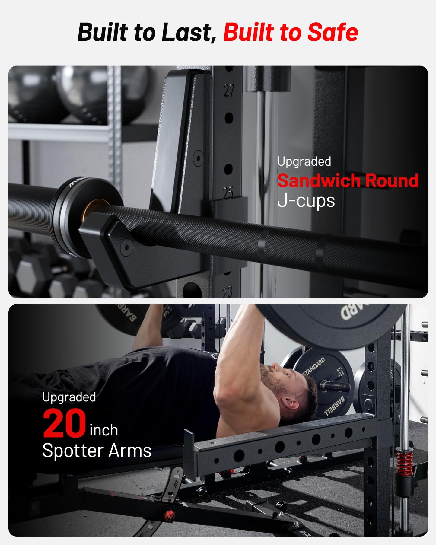Mikolo M4 2.0 Ultra Smith Machine, Multi-Function Squat Rack with LAT-Pull Down System & Cable Crossover Machine, Training Equipment with Leg Hold-Down Attachment, Black