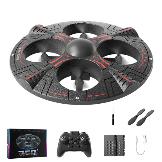Foam UFO Drone - RC Plane with Radiant LED Lights, Easy Remote Control Airplane for Beginners, Auto Hover & 360° Flips, 2 Batteries for 15 Mins Flight, Indoor & Outdoor Toy Gift (red)