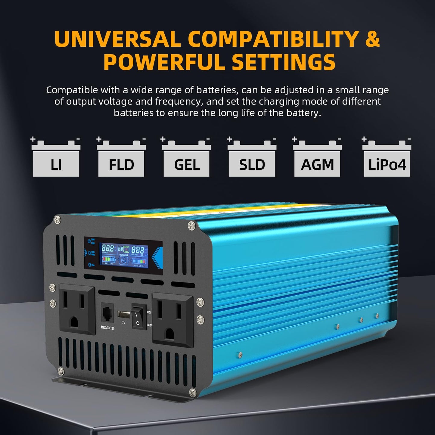 QWUAV 2000W Sump Pump Battery Backup, Pure Sine Wave Power Ouput with Smart Multifunction Screen, Professional Backup System for Basement Power Outage, AutoSwitching for Grid and Battery