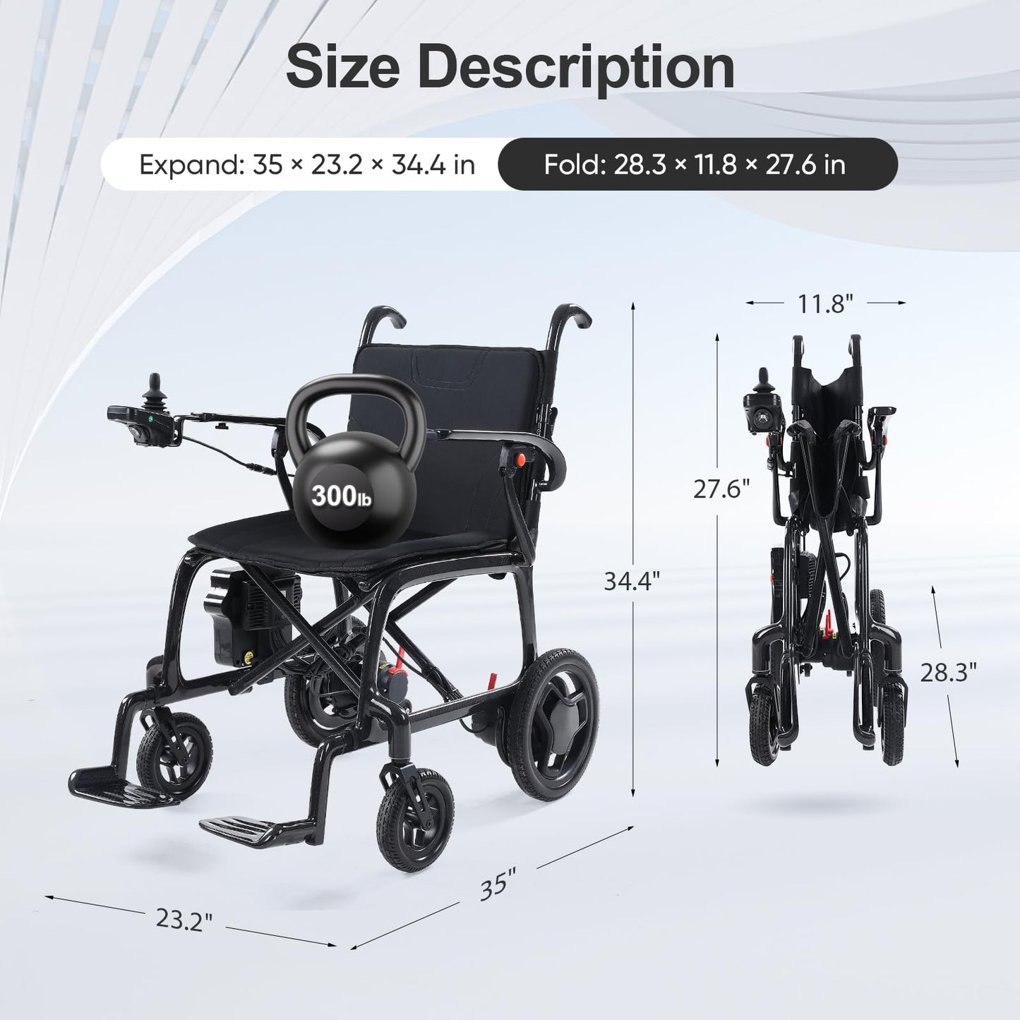 22 lbs Ultra-Light Carbon Fiber Motorized Wheelchair – Foldable, Airline Approved, Remote + Rear Controls, Dual Batteries Deliver 29-Mile Range, Designed for Adults