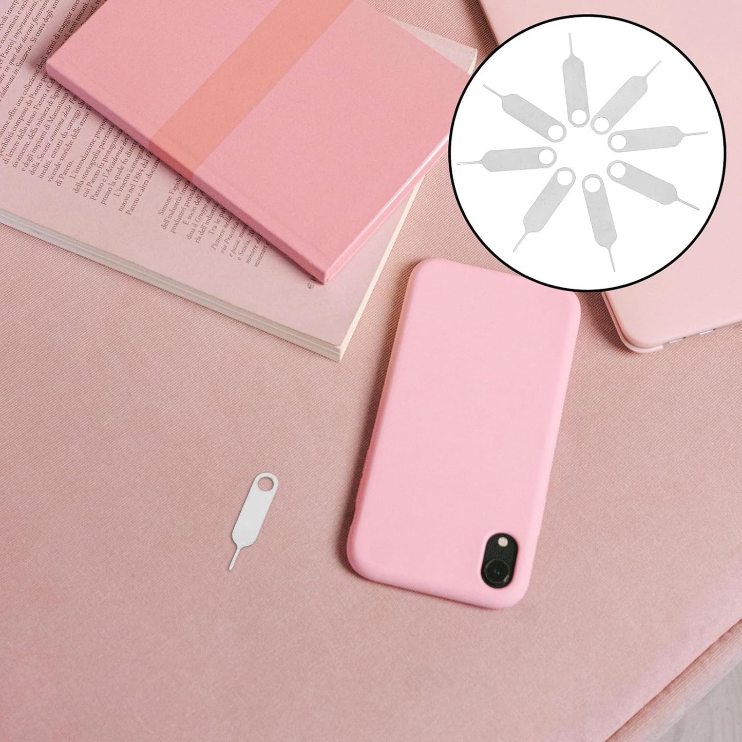 500pcs Set minkissy Stainless Steel Sim Card Removal Tool with Anti-Lost Eject Pin for Mobile Phones, Universal Sim