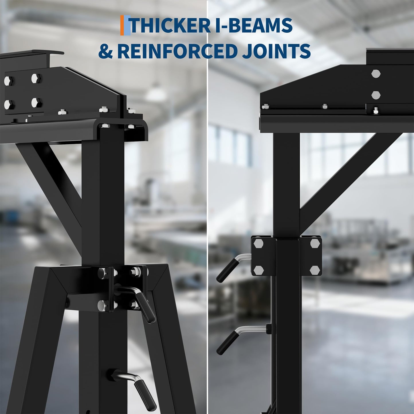 Adjustable Gantry Crane 2 Ton (4400 LBS) with Manual Trolley, Hook and Sling Strap, 12 Locking Positions (97" to 141") with Triangle Base, Portable I-Beam Hoist for Factory, Warehouse, Auto Repair