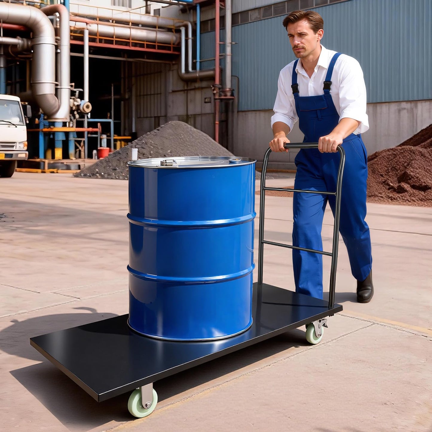 VEVOR 2000 LBS Heavy Duty Platform Truck, Upgraded Version with Larger Deck (60" x 28"), Industrial Steel Flatbed Cart with Swivel Wheels, Push Cart Dolly for Warehouse/Garage/Moving/Garden